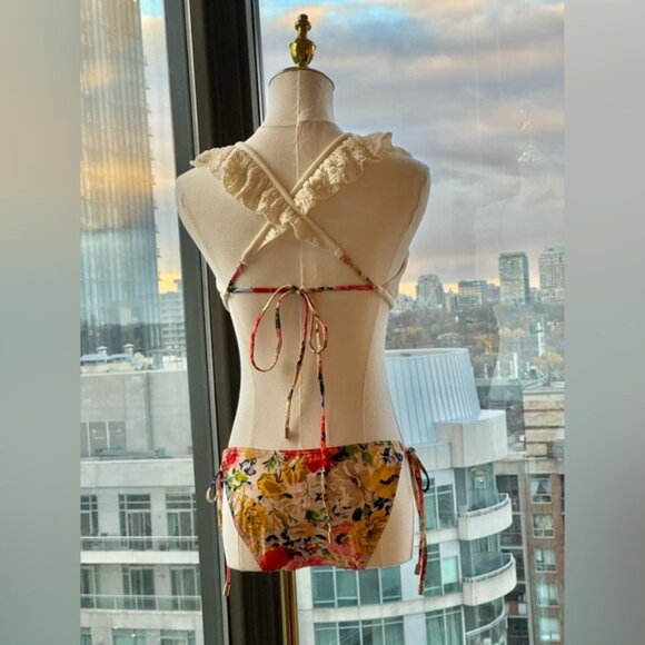 🆕 ZIMMERMANN 🧿 NWT Alight Frill Knit Scoop Bikini, Ivory Floral - Sz 3 US 8/10 - Picture 10 of 16